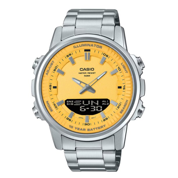 Casio Análogo-Digital AMW-880D-9AV Full Acero Amarillo