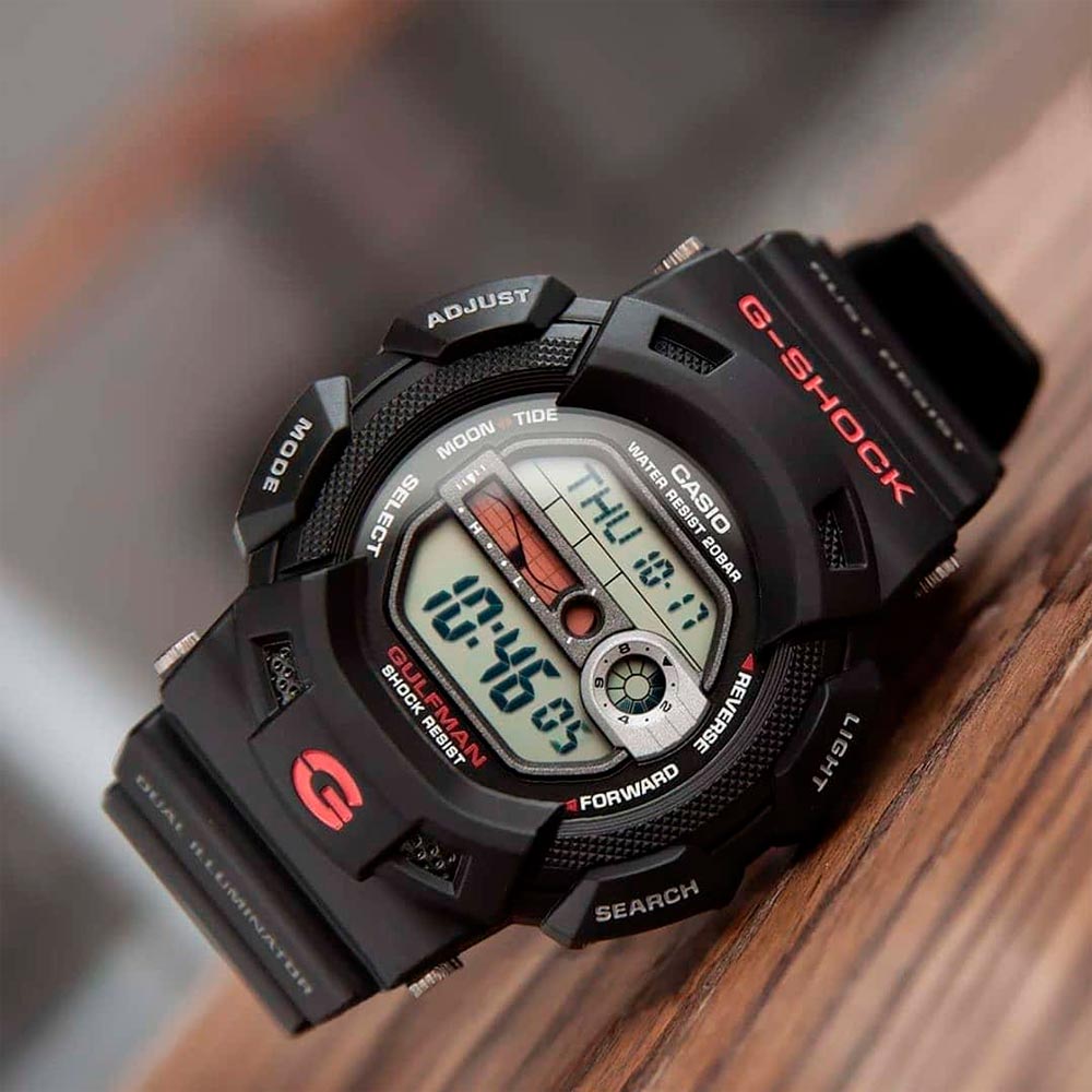 Reloj Casio G-Shock Gulfman G-9100-1DR Titanio Moonphase - Dando la Hora