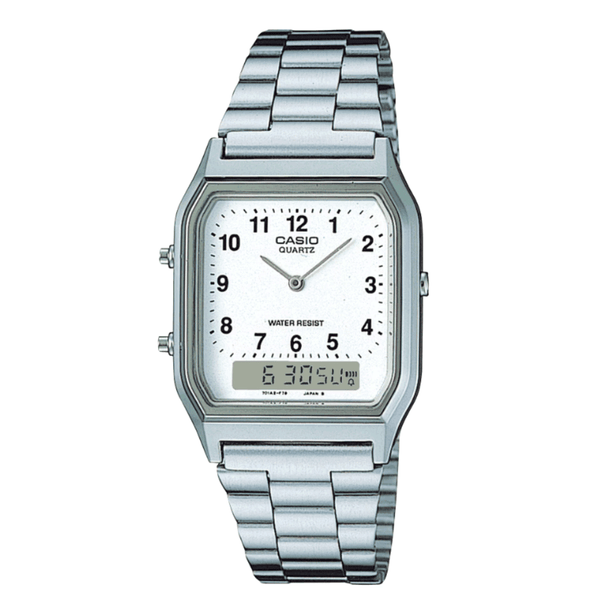 Reloj Casio Vintage AQ-230A-7BMQ Plateado Números