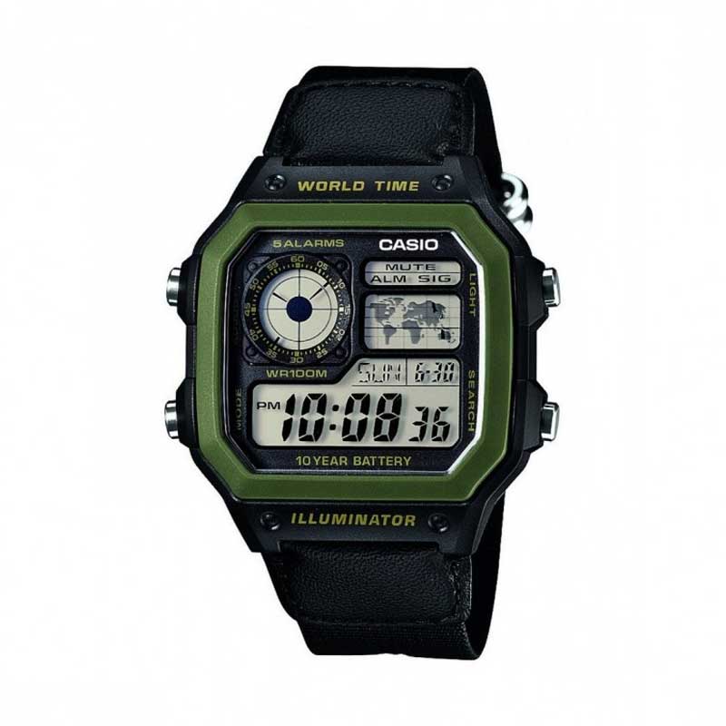 Reloj Vintage Casio World Time Royale AE-1200WHB-1BVDF Digital Resina Verde