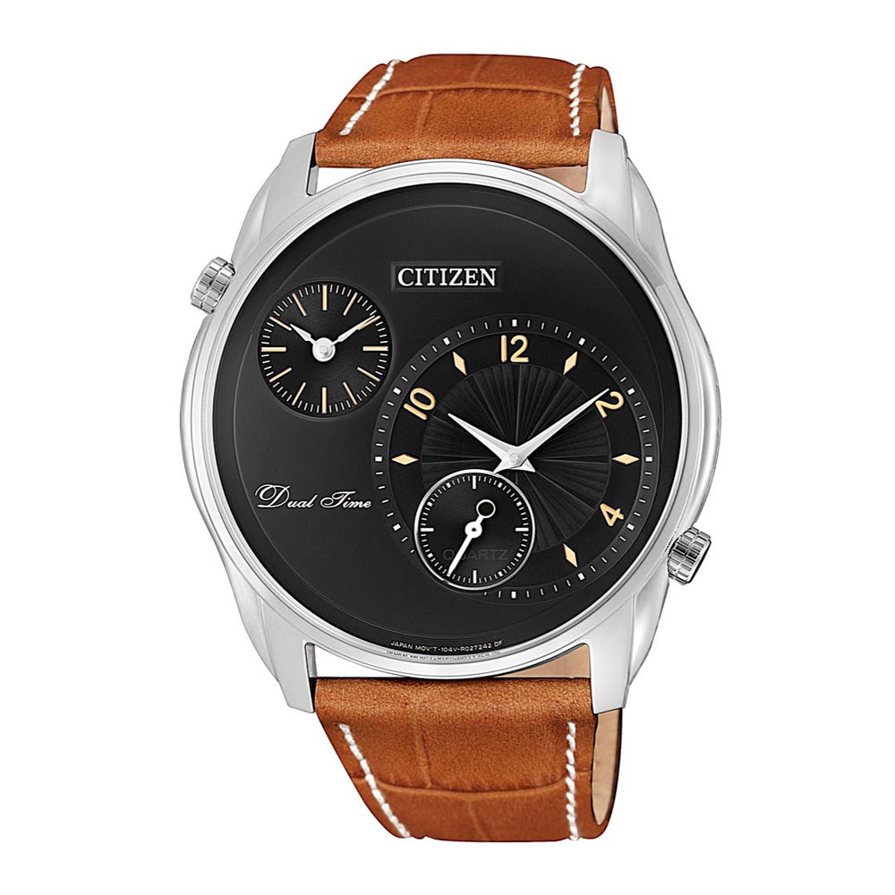 Reloj Citizen Dual Time AO3030 08E Quartz Cuero 44mm Dando la